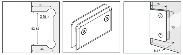 Pattes de fixation Barcelona aspect inox brossé 90 degre