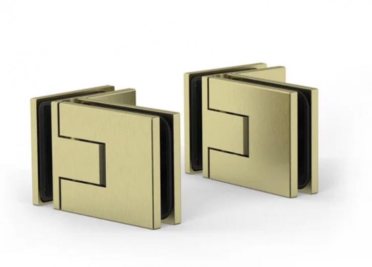 2 Charni&egrave;res/Paumelles JUNA laiton bross&eacute; verre/verre 90deg  pour porte de douche (r&eacute;glable) jusque 50kg