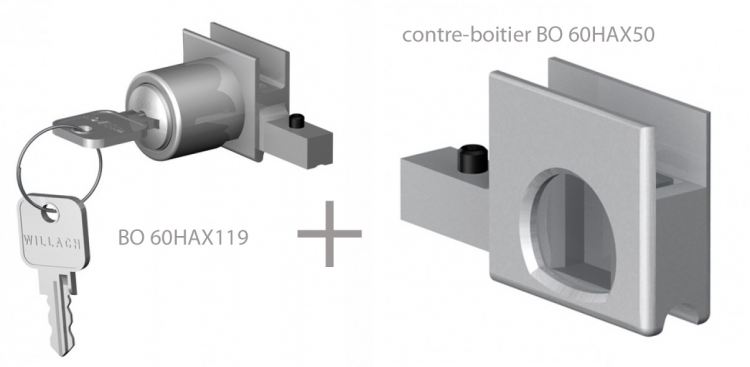 Kit serrure pour ensemble vitrine en verre Vitris supra