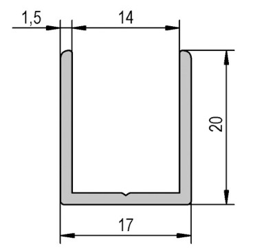 Profil U12 poli brillant 2500mm