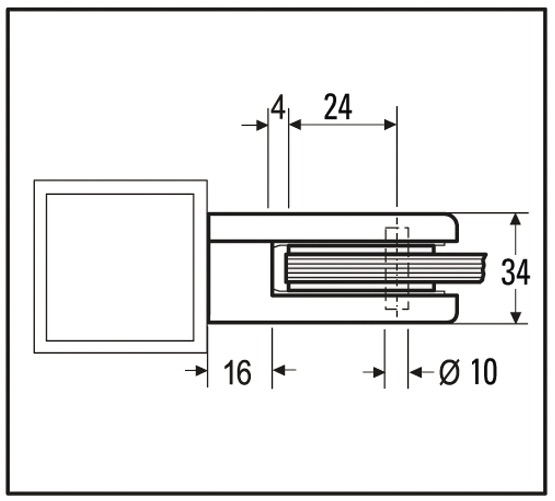 4 Pinces de fixation carrée inox brossé pour verre 8 à 12mm