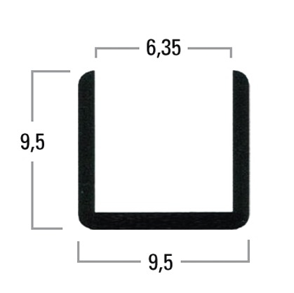 photo info Profil U aluminium chromé brillant 3m65 pour verre de 6mm