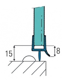Joint d'&eacute;tanch&eacute;it&eacute; bas de porte avec l&egrave;vre d'&eacute;tanch&eacute;it&eacute; et languette pour verre 6 ou 8 mm - 1000mm