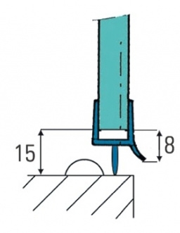 photo info Joint d'étanchéité bas de porte avec lèvre d'étanchéité et languette pour verre 6 ou 8 mm - 1000mm