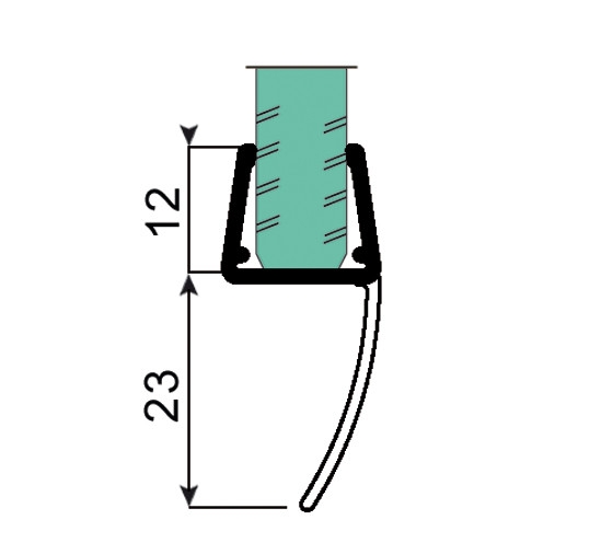 photo info Joint d'étanchéité avec lèvre d'étanchéité longue pour du verre de 6 - 8 mm 