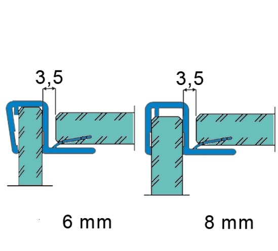 photo info Joint d'étanchéité d'angle pour porte sur pan fixe 90 degré, pour verre de 6 ou 8mm