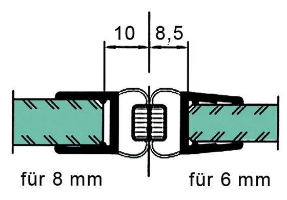 photo info Joint d'étanchéité magnétique, vantail en alignement 180 degré pour verre de 6 ou 8mm