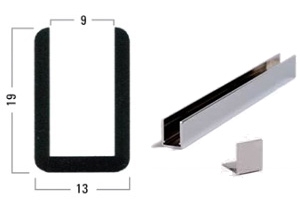 Profil en U de 20x13mm pour verre 8/8,76mm. Aspect inox bross&eacute;.Longueur 2500mm.