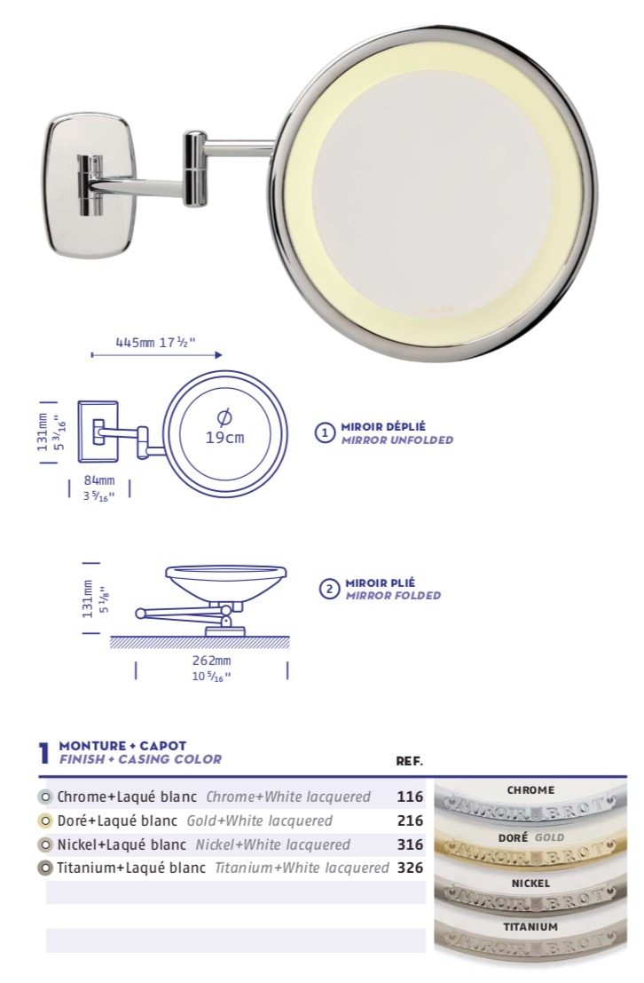 Miroir Grossissant articulé Brot Cristal 19cm Chrome