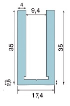 Profil large U9L alu chromé brillant 2m50 avec embout et équerre