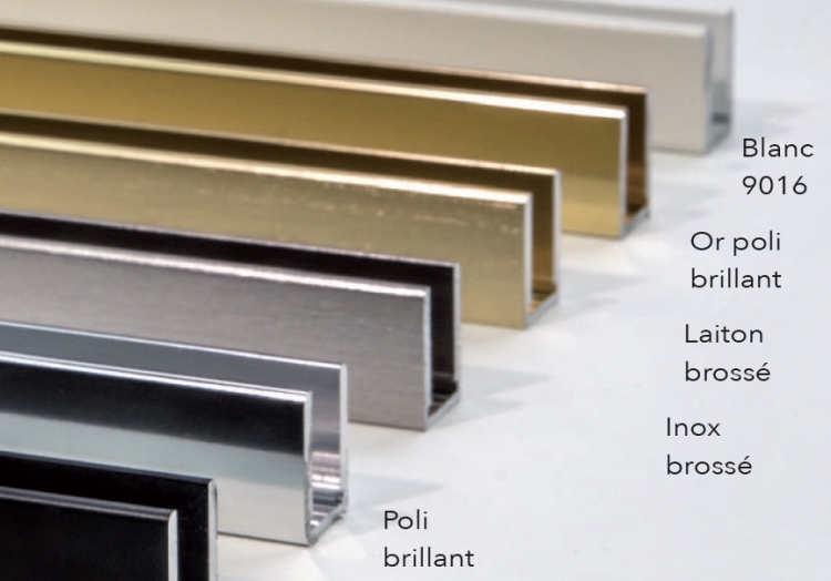 Profil U pour verre jusque 14mm finition laiton brossé velours 3m