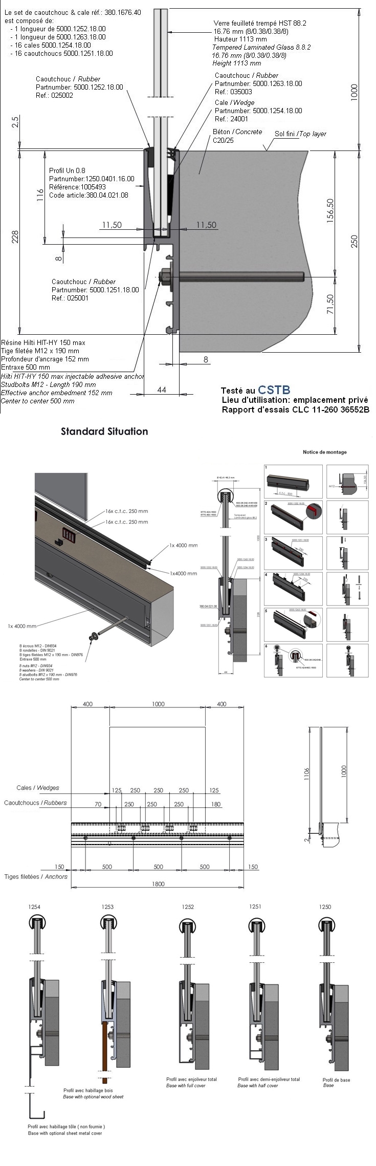 Kit profil grade corps Un 0.8 longueur 4m 