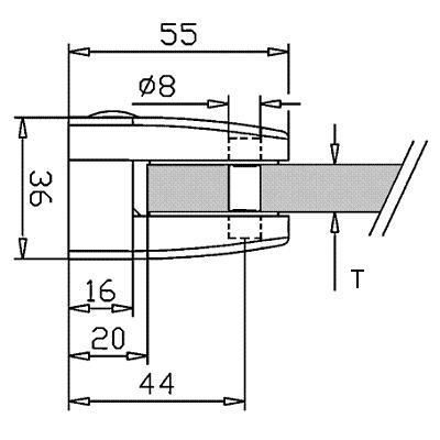 photo détail Lot de 4 Pinces à verre Zamac aspect INOX BROSSE - CARREE - 55 x 55 mm