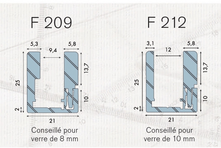 photo d&eacute;tail Profil F212 finition inox bross&eacute; longueur de 3m pour cloison int&eacute;rieur