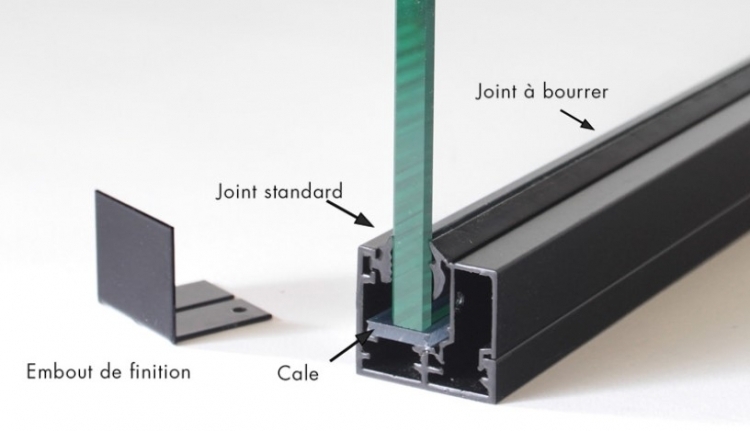 photo info Profil F317 (F300) Chromé brillant  en 1x2,5ml pour verre sur châssis fixe en cloison