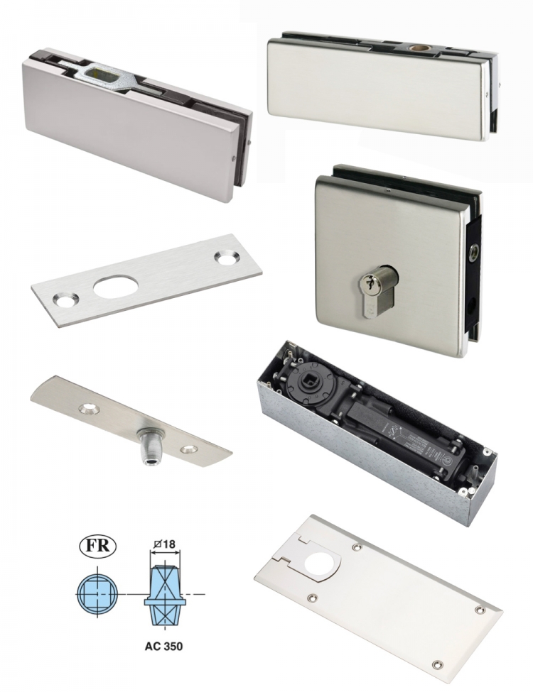 photo info Ensemble pour porte en Verre finition Inox V500D V501 V502 V522 V532 DC475 AC350 AC534