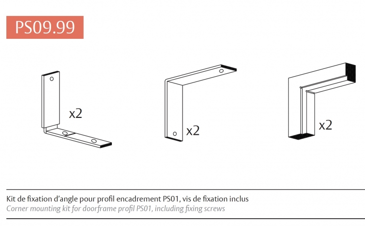 photo info Kit de fixation d’angle pour profil encadrement PS01 DoorFrame Clarit