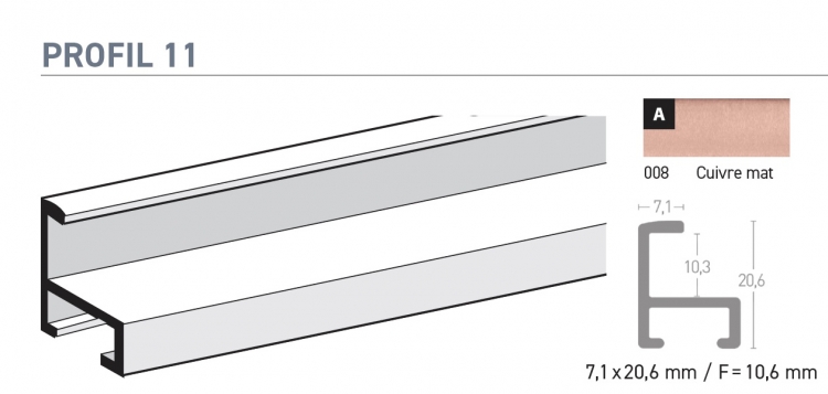photo info Profil 11-008 Nielsen  Alu Cuivre MAT - encadrement pré-coupé