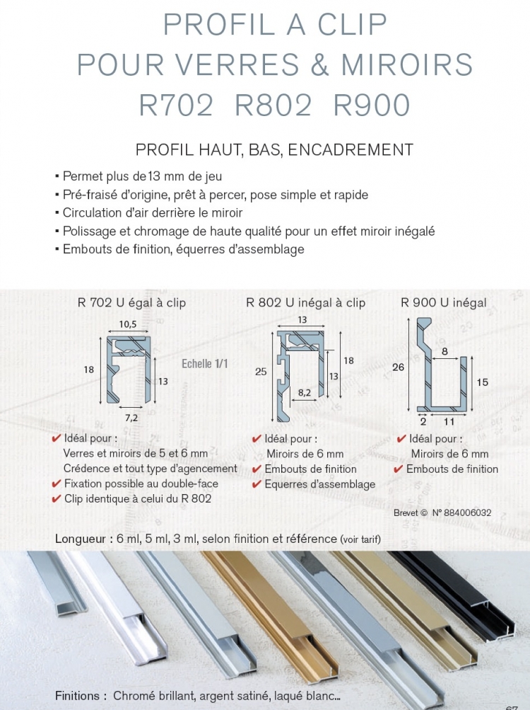 photo info Profil U pour miroir R900 Noir mat en longueur de  3m