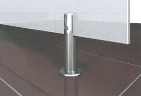 photo info Pied inox MAT sol/verre pour fixation de paroi de verre 8 à 12mm