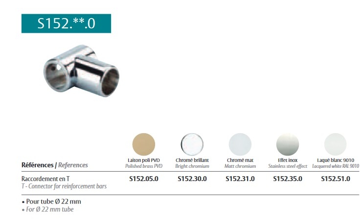 photo info Raccordement en T pour tube diamètre 22 mm