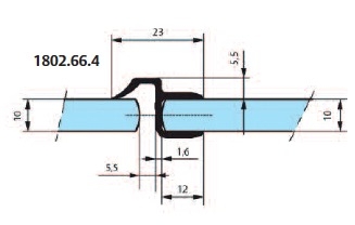 Joint translucide porte/fixe (pour verre 10mm) 2200mm [ref. STR