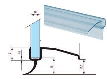 photo info Joint translucide bas de porte en verre 10mm longueur 2200mm