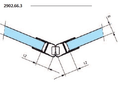 Joint d'étanchéité magnétique  d'angle 135 degre 2200mm pour verre de 8 mm