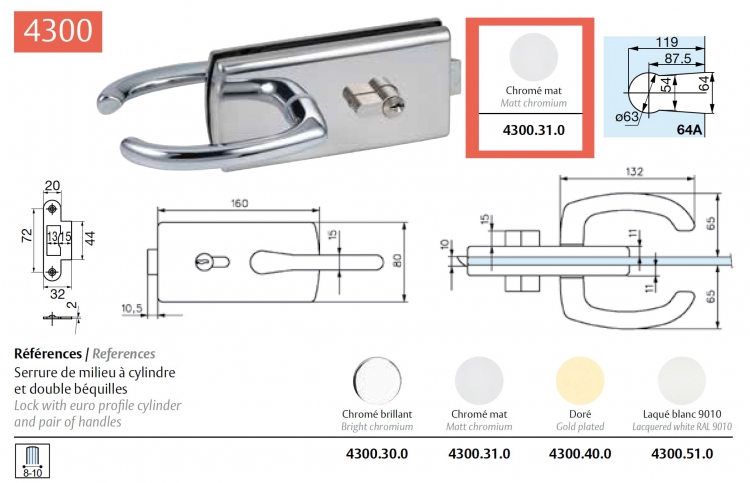 Loquet de porte acier chromaté filetage M10 - POLYCAR CONCEPT