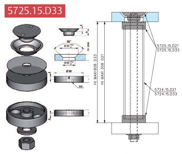 photo info Ensemble de fixation pour entretoise tête fraisée diamètre 33mm