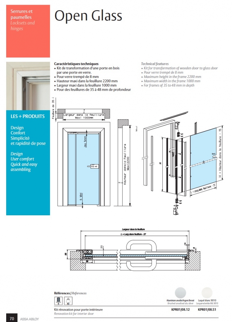 Kit Open Glass pour porte en verre (rénovation de porte intérerieur)