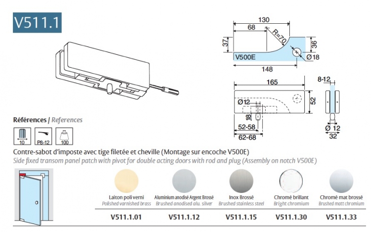 Contre-sabot d'imposte pour porte 10mm