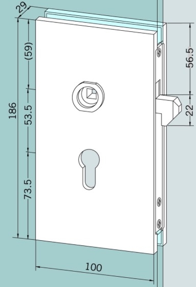 photo info (rupture) Serrure à crochet aluminium anodisé pour porte coulissante en verre