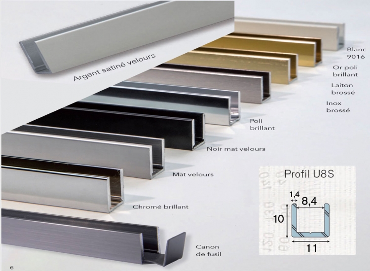 photo info Profil U8S alu argent satin&eacute; velours longueur de 3m
