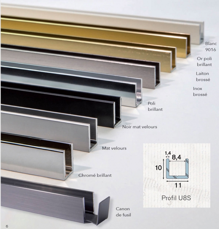 photo info Profil U8S alu Blanc avec embout et &eacute;querre longueur de 3m