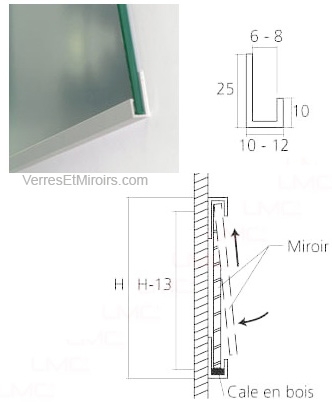 photo info Profil porte miroir 6mm (L : 2000mm à recouper)